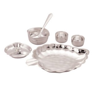 Silver Plated Leaf Pan Pooja Set - Pack Of 6