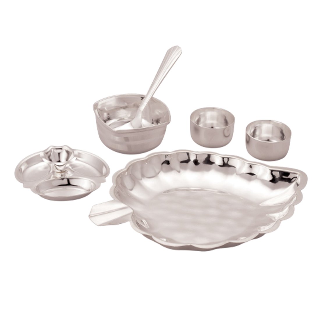 Silver Plated Leaf Pan Pooja Set - Pack Of 6