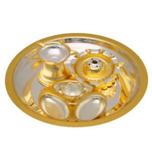 Two Tone Finish Plated Pooja Set - Pack Of 4