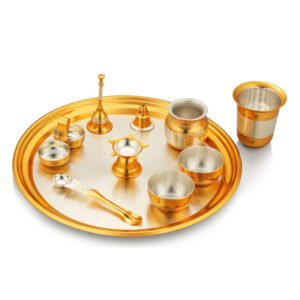Two Tone Finish  Plated  Pooja Set - Pack Of 10