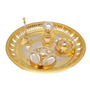 Two Tone Finish Plated Pooja Set - Pack Of 5