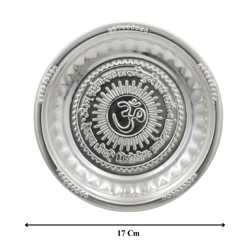 Silver Plated Om 2No Tabak Pooja Set- Pack Of 6 - Image 3