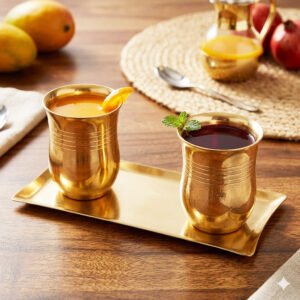 Tray/Glass Set-(Pack Of 3)-GT 21(RG)