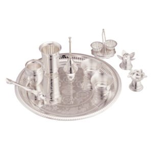 Silver Plated Itching Plate Pooja Set- Pack Of 10