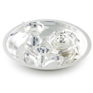 Silver Plated Taman Pooja Set- Pack Of 4