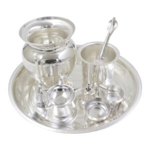 Silver Plated Taman/Gadwa Pooja Set-Pack Of 8