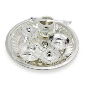 Silver Plated Om 4No Tabak Pooja Set - Pack Of 7