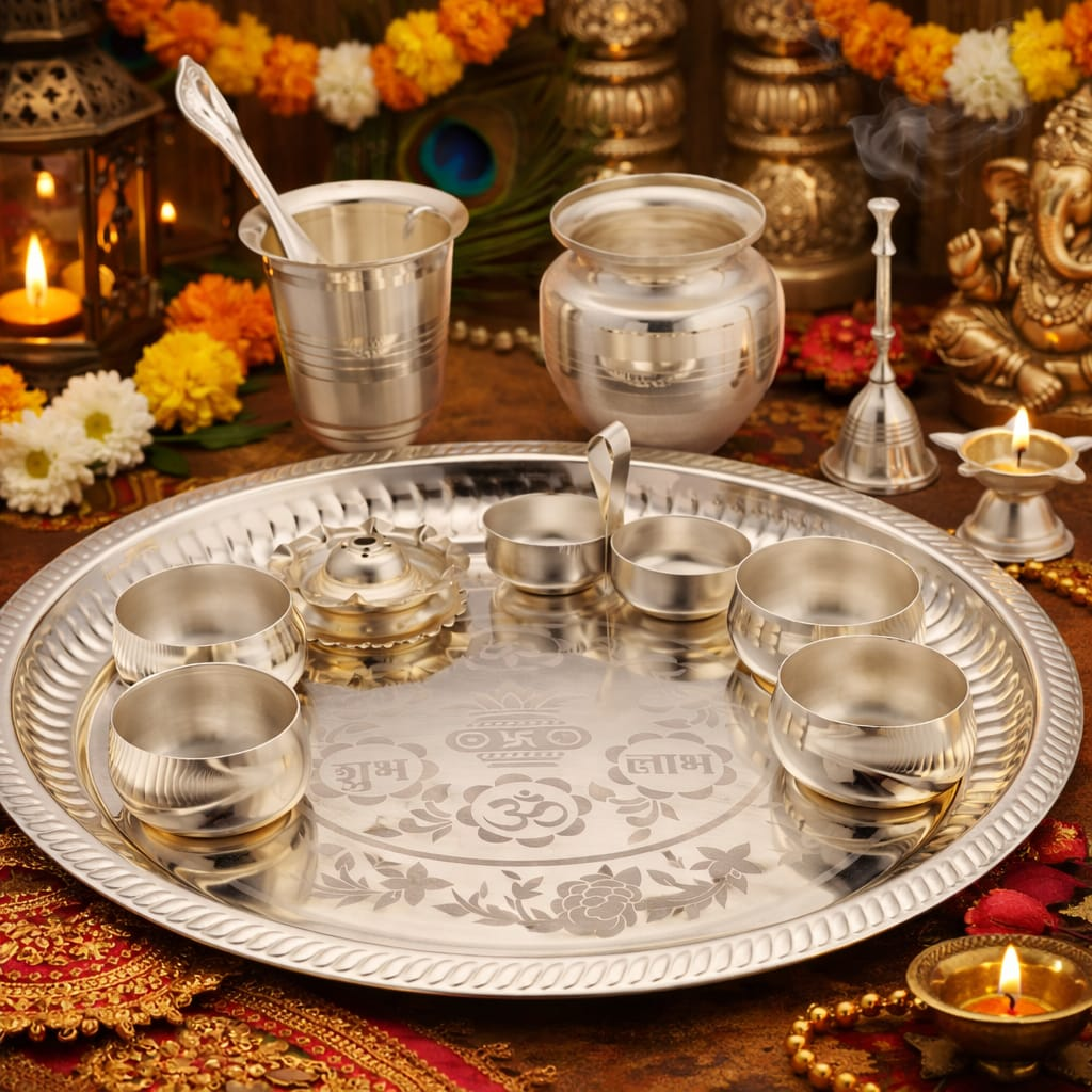 Pooja Set-Anti Tarnish-(Pack Of 12)-PS 19(A.T)