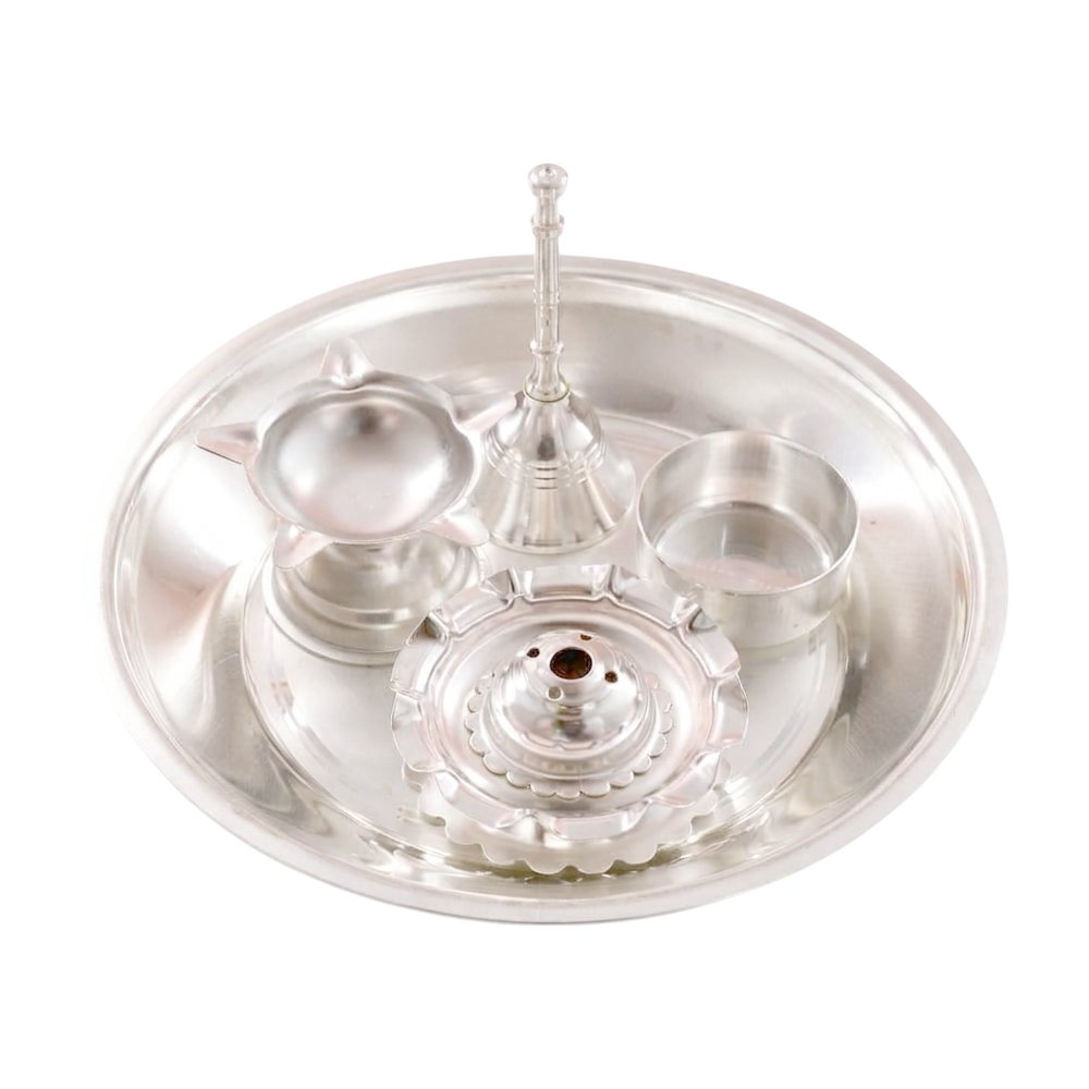 Silver Plated Taman Pooja Set- Pack Of 5