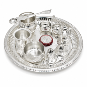 Silver Plated Itching Plate Pooja Set- Pack Of 10