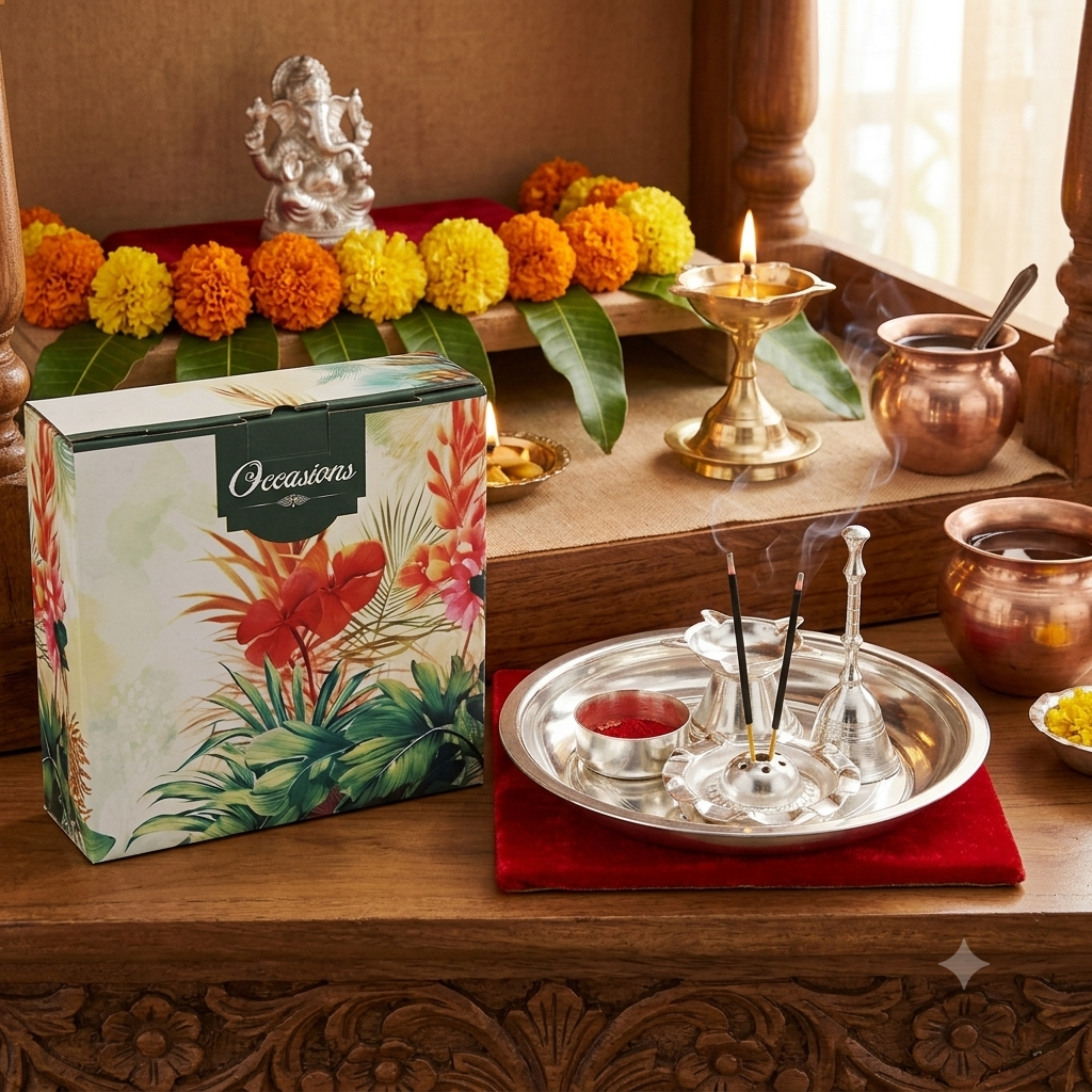 Silver Plated Taman Pooja Set- Pack Of 5 - Image 4