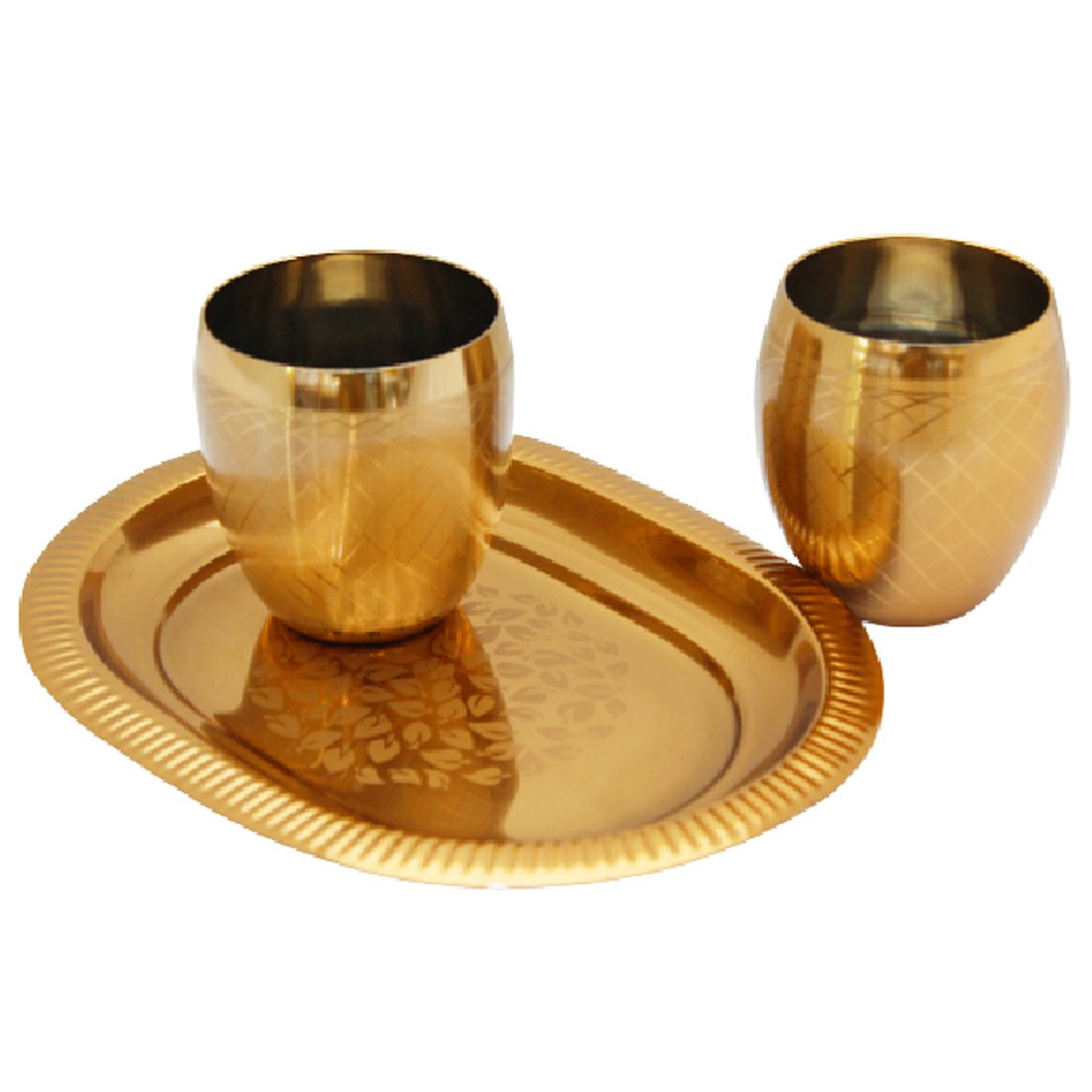 Tray/Glass Set-(Pack Of 3)-GT 22(RG)