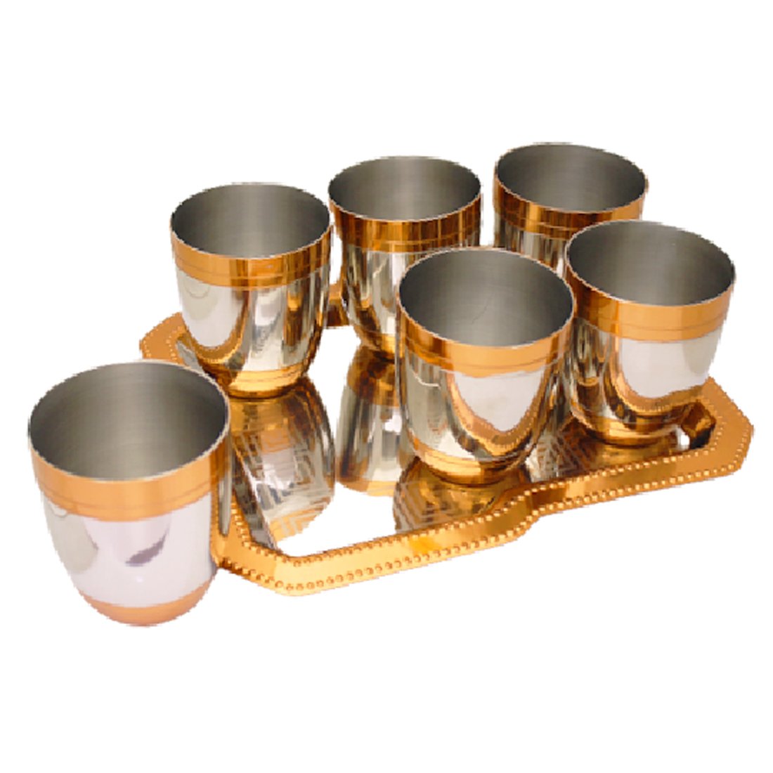 Tray/Glass Set-(Pack Of 6)-GT 49(T.T-RG)