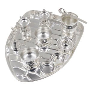 Silver Plated Leaf Keli Pan Pooja Set - Pack Of 10