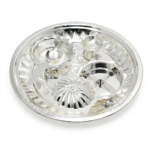 Silver Plated Om (3No) Tabak Pooja Set- Pack Of 5